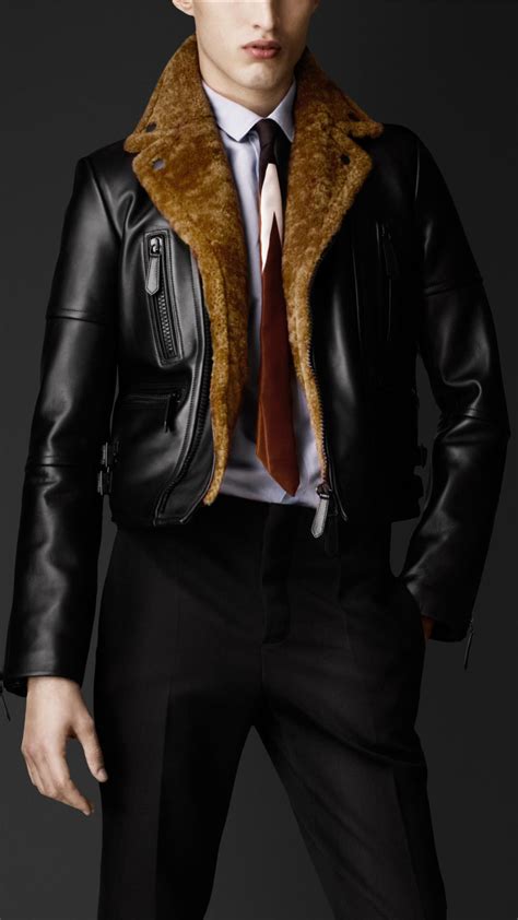 burberry prorsum shearling jacket men|burberry leather jacket men's.